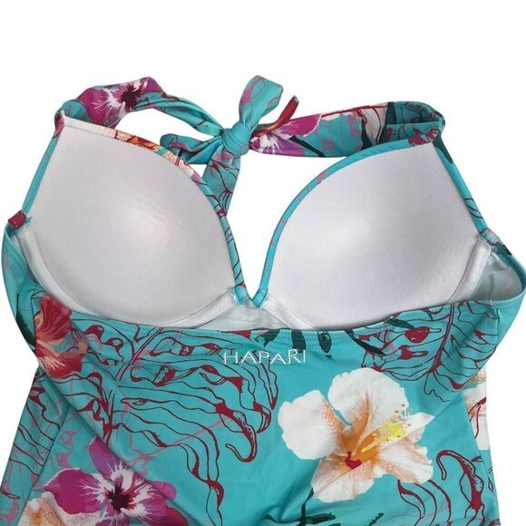 Hapari Womens SPF 50+ Halter Floral Backless Tankini Tank Top Multicolor Medium - Picture 5 of 14